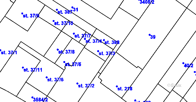 Parcela st. 37/3 v KÚ Doubravice nad Svitavou, Katastrální mapa