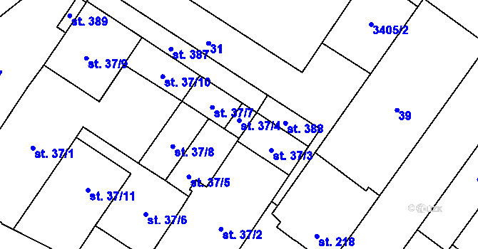 Parcela st. 37/4 v KÚ Doubravice nad Svitavou, Katastrální mapa