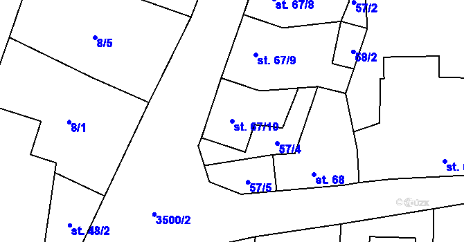 Parcela st. 67/10 v KÚ Doubravice nad Svitavou, Katastrální mapa