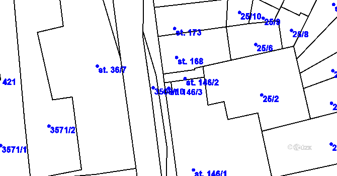 Parcela st. 146/3 v KÚ Doubravice nad Svitavou, Katastrální mapa