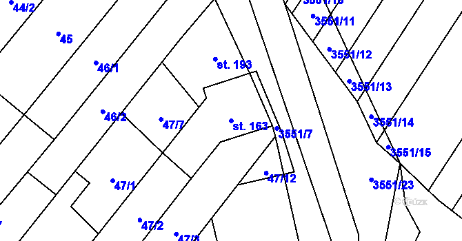 Parcela st. 163 v KÚ Doubravice nad Svitavou, Katastrální mapa