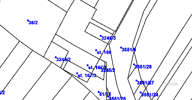 Parcela st. 166 v KÚ Doubravice nad Svitavou, Katastrální mapa