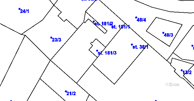 Parcela st. 181/3 v KÚ Doubravice nad Svitavou, Katastrální mapa