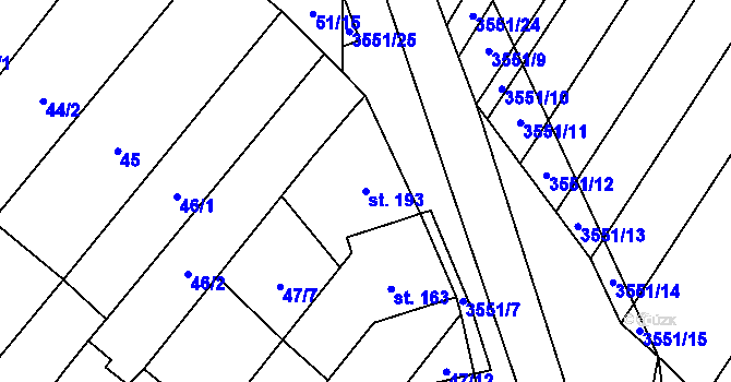 Parcela st. 193 v KÚ Doubravice nad Svitavou, Katastrální mapa