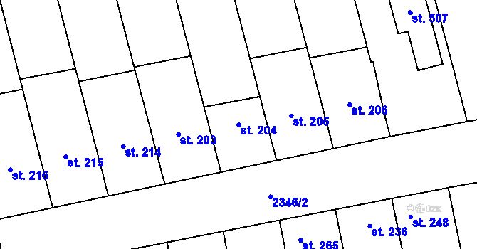 Parcela st. 204 v KÚ Doubravice nad Svitavou, Katastrální mapa