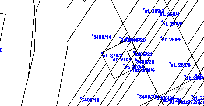 Parcela st. 270/1 v KÚ Doubravice nad Svitavou, Katastrální mapa