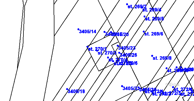 Parcela st. 270/3 v KÚ Doubravice nad Svitavou, Katastrální mapa