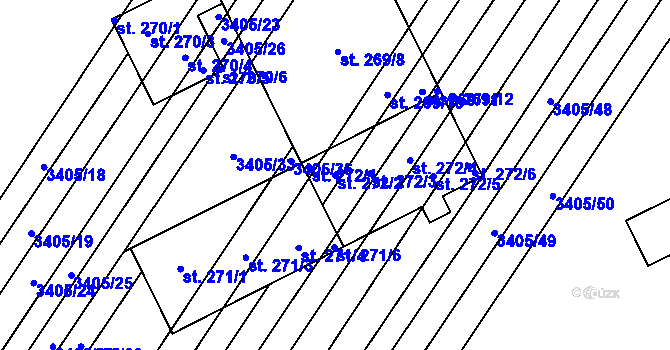 Parcela st. 272/2 v KÚ Doubravice nad Svitavou, Katastrální mapa