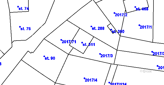 Parcela st. 311 v KÚ Doubravice nad Svitavou, Katastrální mapa