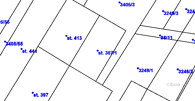 Parcela st. 357/1 v KÚ Doubravice nad Svitavou, Katastrální mapa