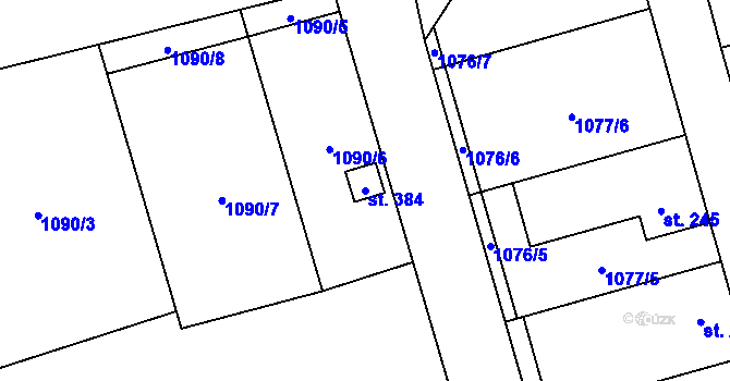 Parcela st. 384 v KÚ Doubravice nad Svitavou, Katastrální mapa