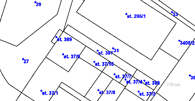 Parcela st. 387 v KÚ Doubravice nad Svitavou, Katastrální mapa