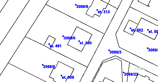 Parcela st. 390 v KÚ Doubravice nad Svitavou, Katastrální mapa