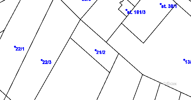 Parcela st. 21/2 v KÚ Doubravice nad Svitavou, Katastrální mapa