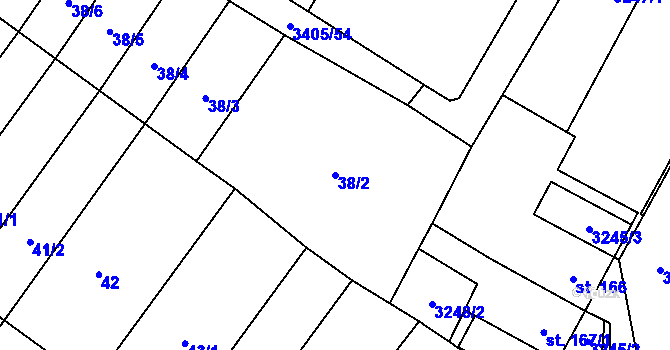 Parcela st. 38/2 v KÚ Doubravice nad Svitavou, Katastrální mapa