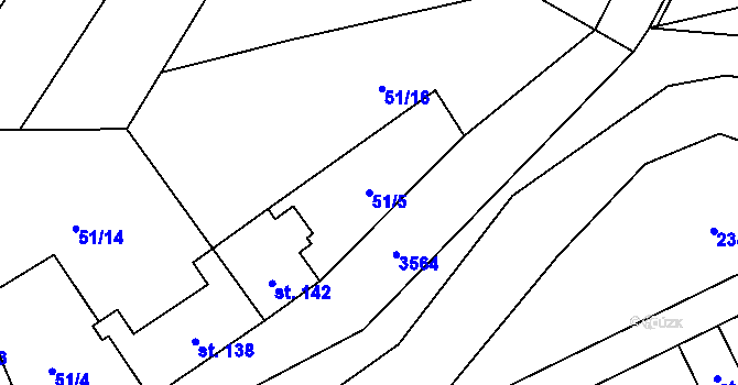 Parcela st. 51/5 v KÚ Doubravice nad Svitavou, Katastrální mapa