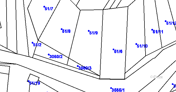 Parcela st. 51/9 v KÚ Doubravice nad Svitavou, Katastrální mapa