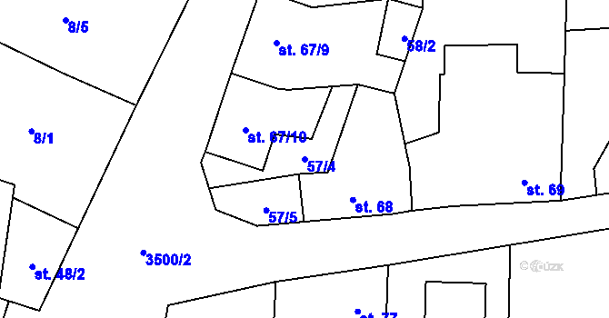 Parcela st. 57/4 v KÚ Doubravice nad Svitavou, Katastrální mapa