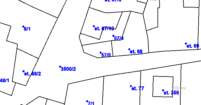 Parcela st. 57/5 v KÚ Doubravice nad Svitavou, Katastrální mapa