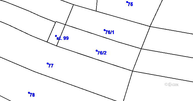 Parcela st. 76/2 v KÚ Doubravice nad Svitavou, Katastrální mapa