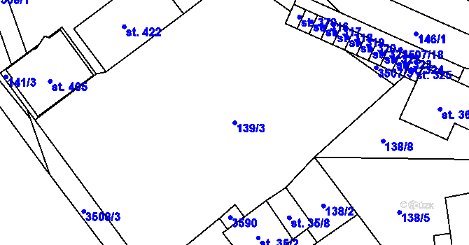 Parcela st. 139/3 v KÚ Doubravice nad Svitavou, Katastrální mapa
