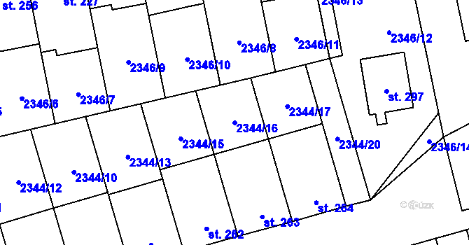 Parcela st. 2344/16 v KÚ Doubravice nad Svitavou, Katastrální mapa