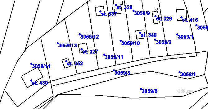 Parcela st. 3059/11 v KÚ Doubravice nad Svitavou, Katastrální mapa