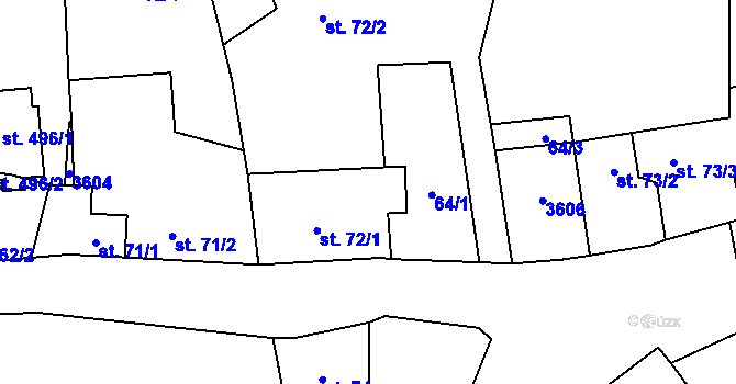 Parcela st. 72/4 v KÚ Doubravice nad Svitavou, Katastrální mapa