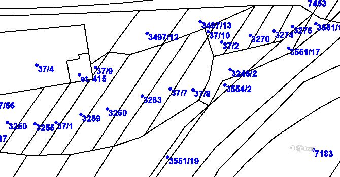 Parcela st. 37/7 v KÚ Doubravice nad Svitavou, Katastrální mapa