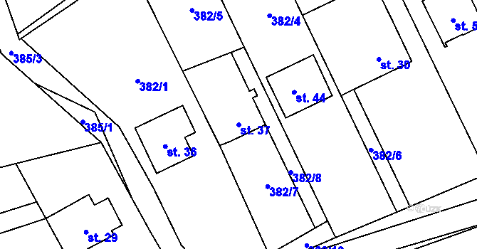 Parcela st. 37 v KÚ Klemov, Katastrální mapa