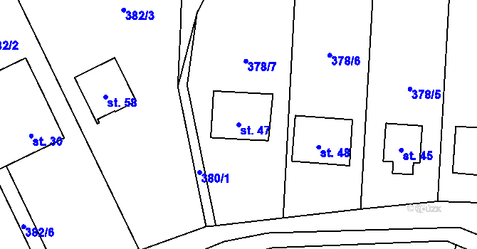 Parcela st. 47 v KÚ Klemov, Katastrální mapa