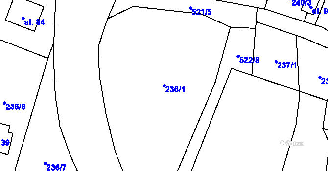 Parcela st. 236/1 v KÚ Klemov, Katastrální mapa