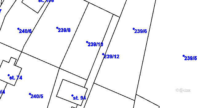 Parcela st. 239/12 v KÚ Klemov, Katastrální mapa