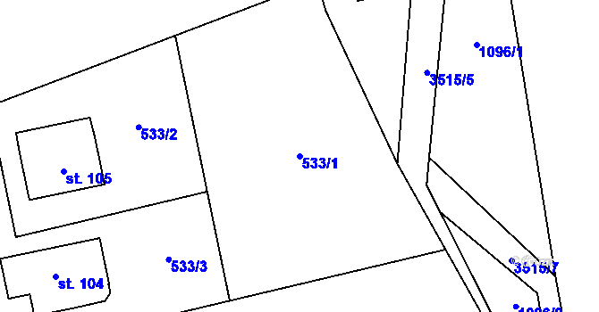 Parcela st. 533/1 v KÚ Klemov, Katastrální mapa