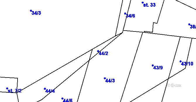 Parcela st. 44/2 v KÚ Doubravice u Volyně, Katastrální mapa