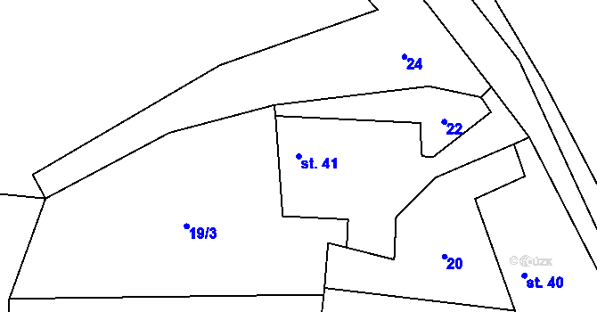 Parcela st. 41 v KÚ Počátky u Volyně, Katastrální mapa