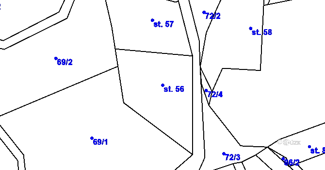 Parcela st. 56 v KÚ Počátky u Volyně, Katastrální mapa