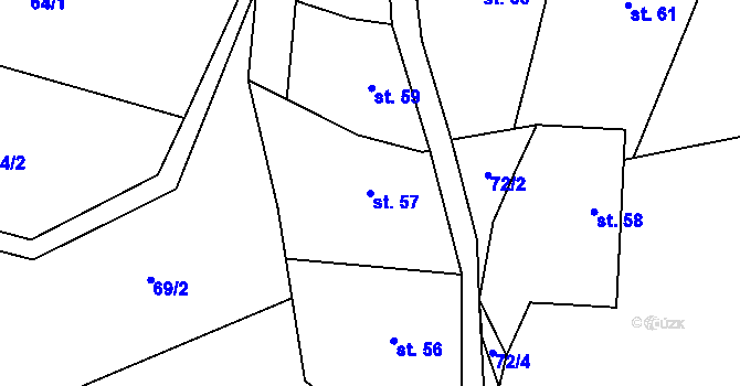 Parcela st. 57 v KÚ Počátky u Volyně, Katastrální mapa