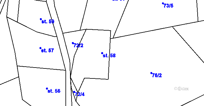 Parcela st. 58 v KÚ Počátky u Volyně, Katastrální mapa