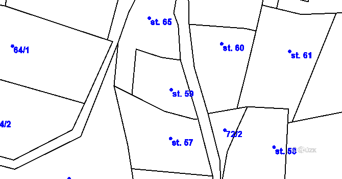 Parcela st. 59 v KÚ Počátky u Volyně, Katastrální mapa