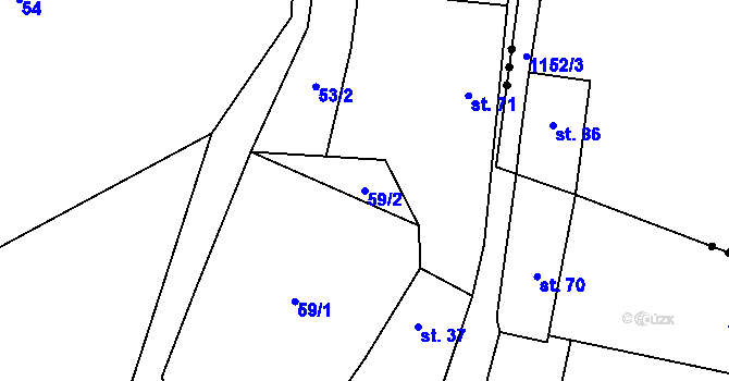 Parcela st. 59/2 v KÚ Počátky u Volyně, Katastrální mapa