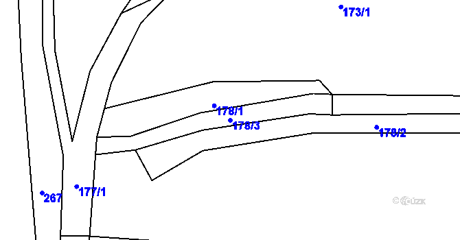 Parcela st. 178/3 v KÚ Počátky u Volyně, Katastrální mapa