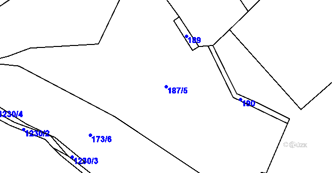 Parcela st. 187/5 v KÚ Počátky u Volyně, Katastrální mapa