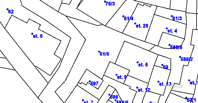 Parcela st. 61/5 v KÚ Střídka, Katastrální mapa