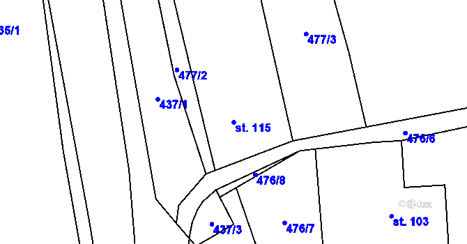 Parcela st. 115 v KÚ Doubravička, Katastrální mapa