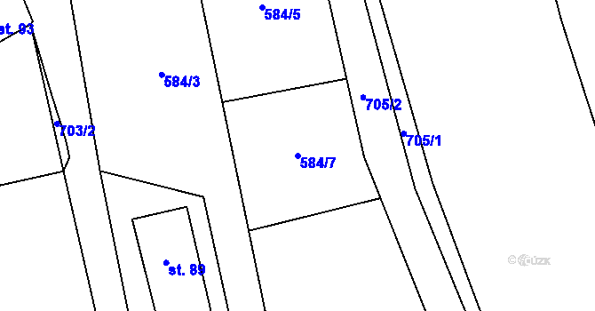 Parcela st. 584/7 v KÚ Doubravička, Katastrální mapa