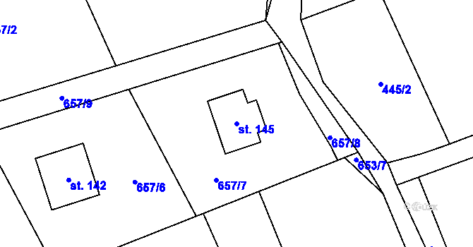 Parcela st. 145 v KÚ Doubravička, Katastrální mapa