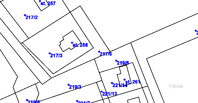 Parcela st. 217/6 v KÚ Doubravník, Katastrální mapa