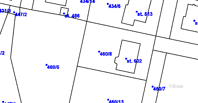 Parcela st. 460/8 v KÚ Doubravník, Katastrální mapa