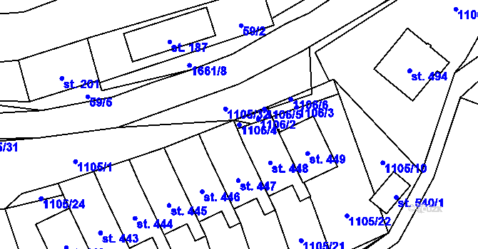 Parcela st. 1106/4 v KÚ Doubravník, Katastrální mapa